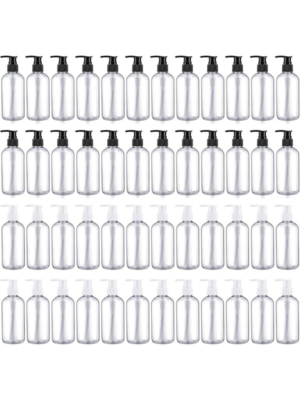 48 Pcs Clear Pump Bottles - 8oz Lotion Dispenser, Refillable Plastic Containers